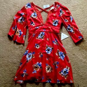 Orange and blue floral mini dress size medium